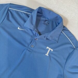 Nike Texas Rangers Polo Shirt Large Blue Dri Fit Swoosh Mens L